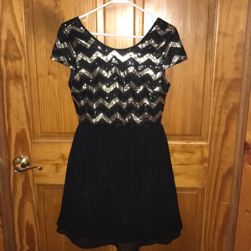 Black and Gold Sequin Dress